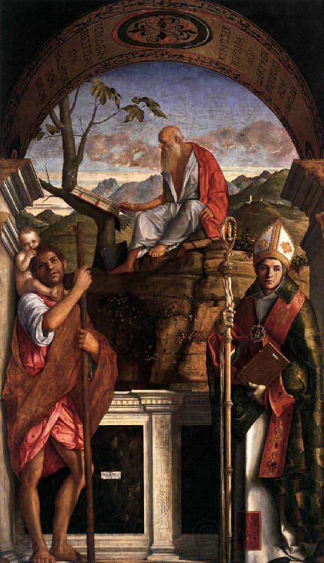 Giovanni Bellini Saints Christopher Jerome and Louis of Toulouse Germany oil painting art